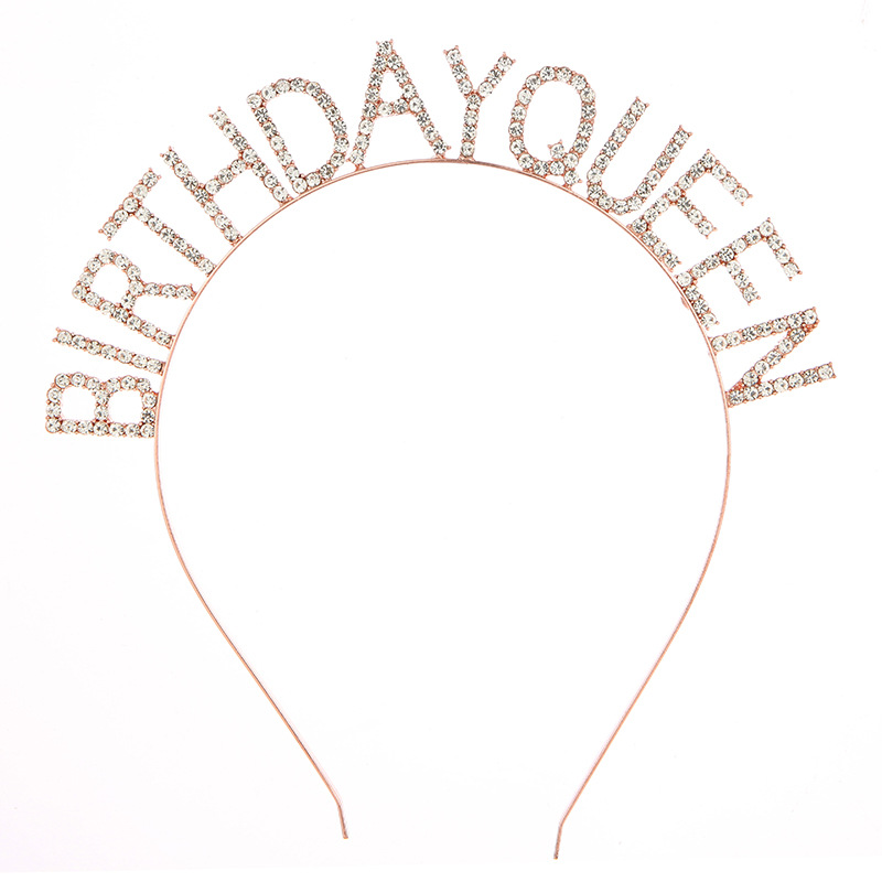 生日派對水晶頭飾發箍 新款生日女王birthday queen頭箍髮飾批發
