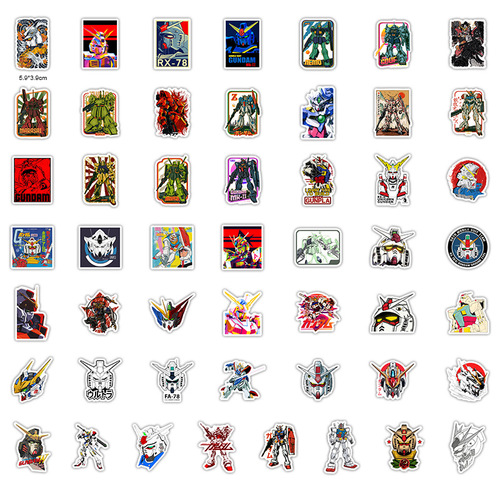 50 pieces of Robot Gundam motorcycles, cars, bicycles, skateboards, mobile phones, computers, tablets, matte film DIY stickers