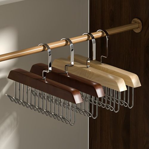 Wooden strap hanger multi-functional underwear and bra storage magic home use 8 hooks solid wood hook wave drying rack