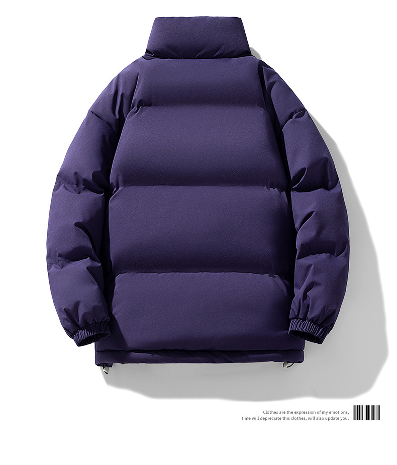 Men's Winter Couple Stand Collar Outdoor Cotton Coat Thickened Warm Solid Color Trendy Brand Plus Size Puffer Jacket_voghion.com