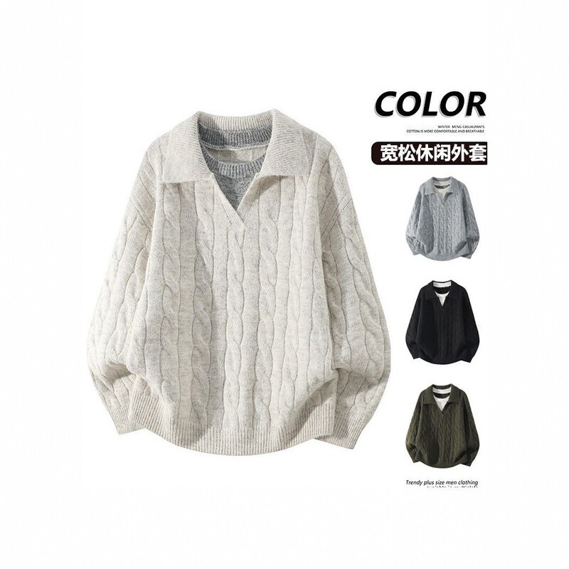 Men's V-neck Knitted Sweater Vest 2026 Fall/Winter New Vintage Diamond Pattern Fair Isle Loose Sleeveless Top