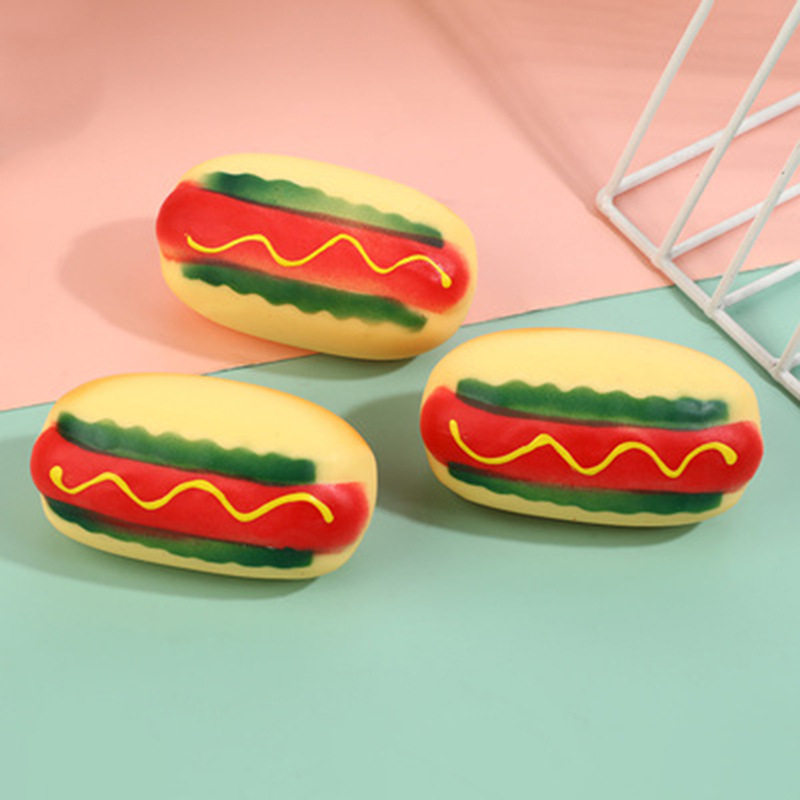 New exotic Lala hot dog new creative food and play Pat decompression hot dog toy simulation ingredients pinch music