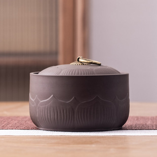 Ceramic tea jar packaging empty gift box hand gift stoneware purple sand tea jar tea medicine sealed jar wholesale
