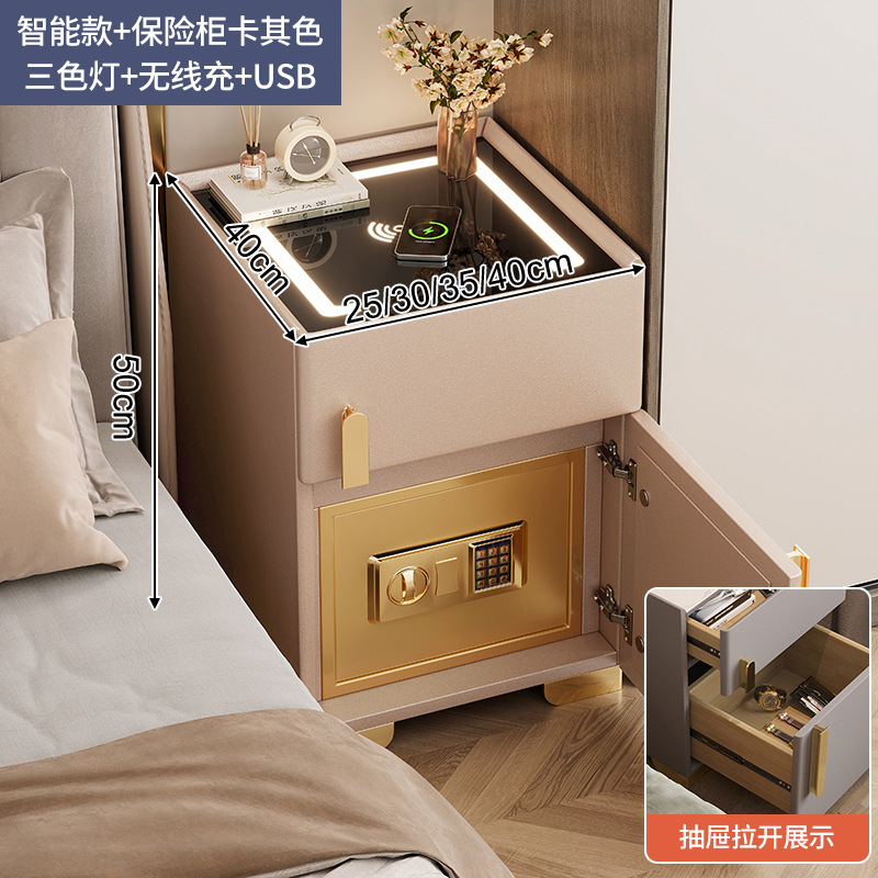 Inteligente mesita de noche caja seguridad integrado gabinete 2023 nuevo dormitorio casa con cerradura simple luz moderna lujo alto sentido
