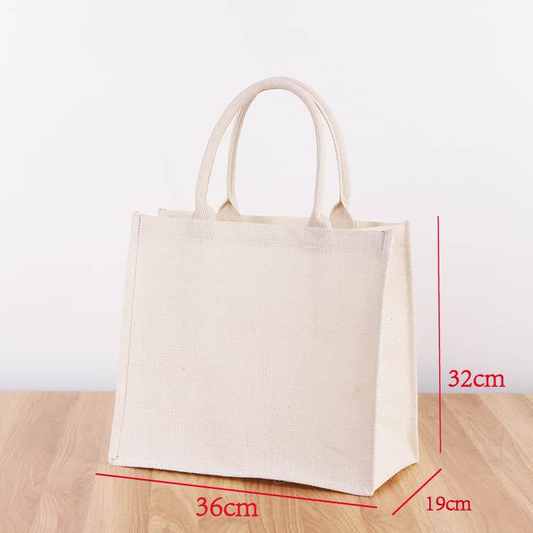Bolsa de compras MUJI de lino blanco personalizada, bolsa de yute, bolsa de compras portátil, bolsa de almacenamiento, libro rojo pequeño con el mismo estilo