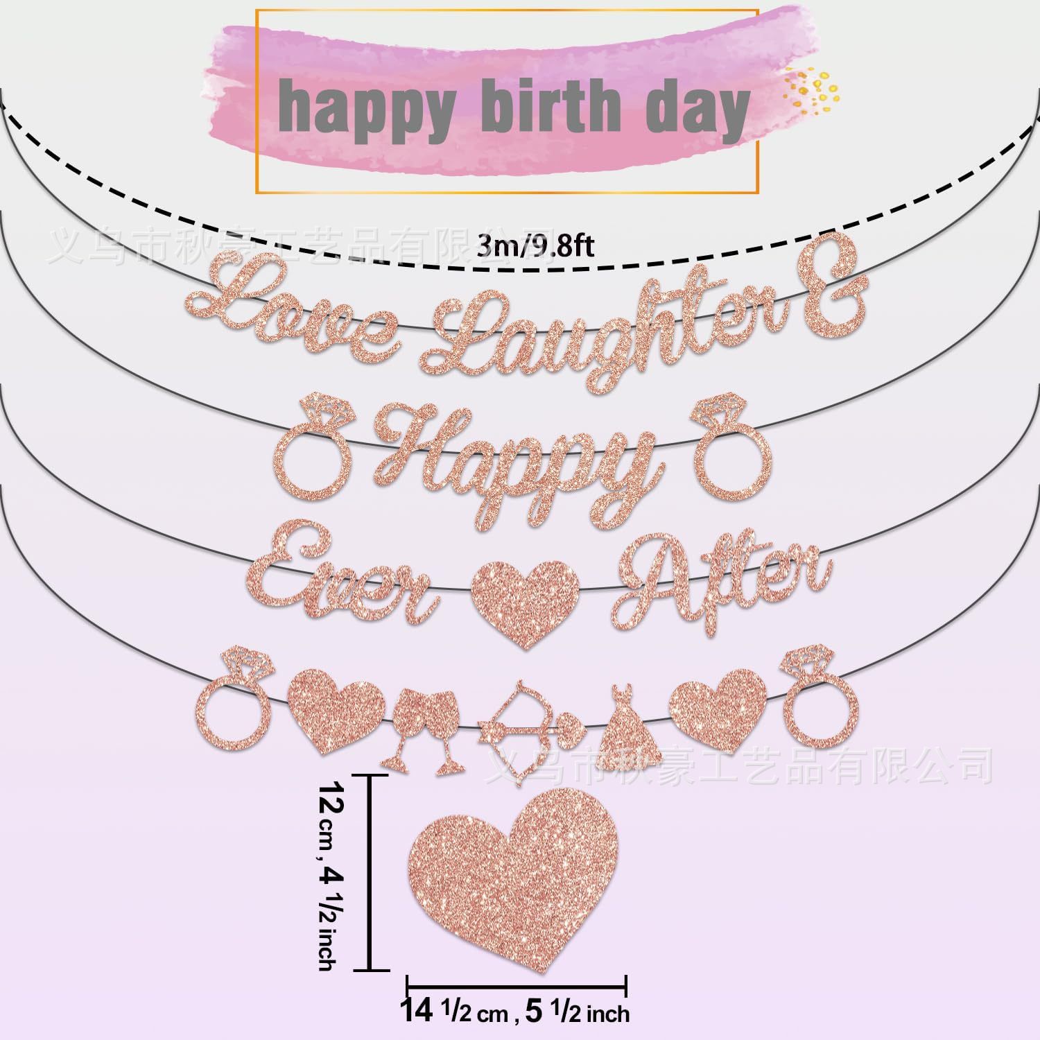 Miss to mrs decoración de la fiesta de solteros oro rosa brillante polvo bandera de dibujo de la novia para ser banderola de la fiesta de la boda