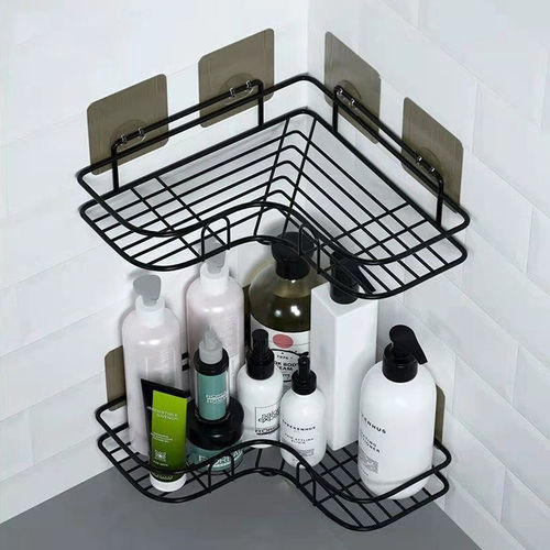 Magnetic Hole-Free Bathroom Triangle Shelf, Strong Adhesive Handwashing Corner Storage Shelf, Wall-Hanging Kitchen Corner Rack