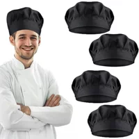 Рабочая кепка шеф-повара для отеля, фаст-фуда, ресторана, кухни, черная хлопчатобумажная ткань, шляпа-гриб, пищевая пылезащитная шляпа для мужчин и женщин, шляпа шеф-повара