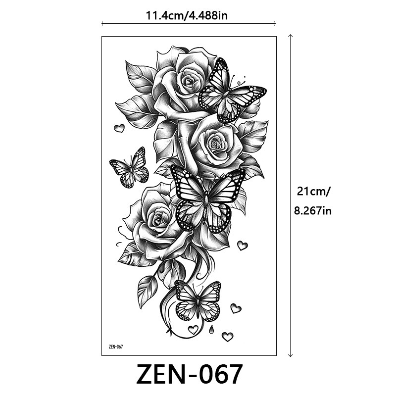 新品跨境 ZEN小全臂纹身贴半臂纹身贴动物花朵万圣节纹身贴tattoo|undefined
