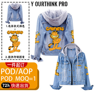 POD a minimum order men's Denim coat to map printing cross-border foreign trade Europe and the United States code 3D printing a batch