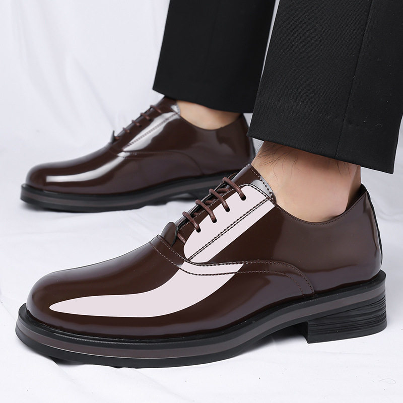 Giày Derby da đế dày cỡ lớn mũi tròn phong cách thanh lịch, giày công sở và dự tiệc cho nam — Màu nâu, màu đen