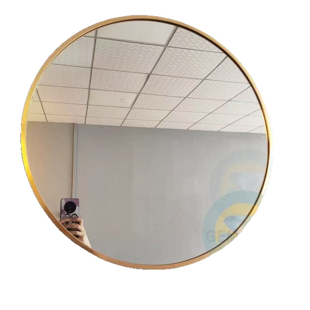 Espejo de Baño Redondo de Pared de Vidrio y Aleación de Aluminio, para Baño y Hotel