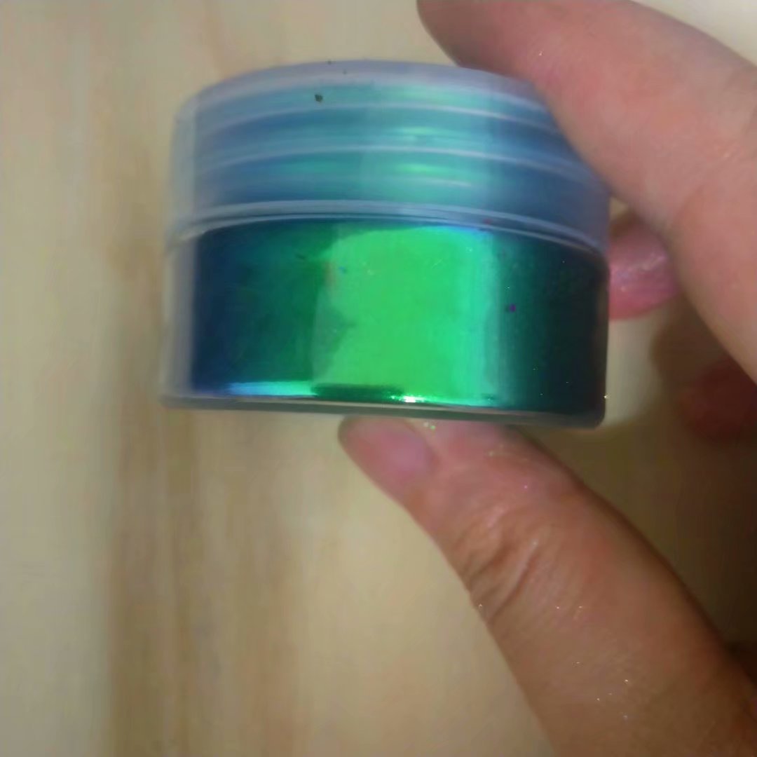 供应涂布印刷油墨高亮光变色龙粉草绿变天蓝光学变色龙颜料 1g/瓶