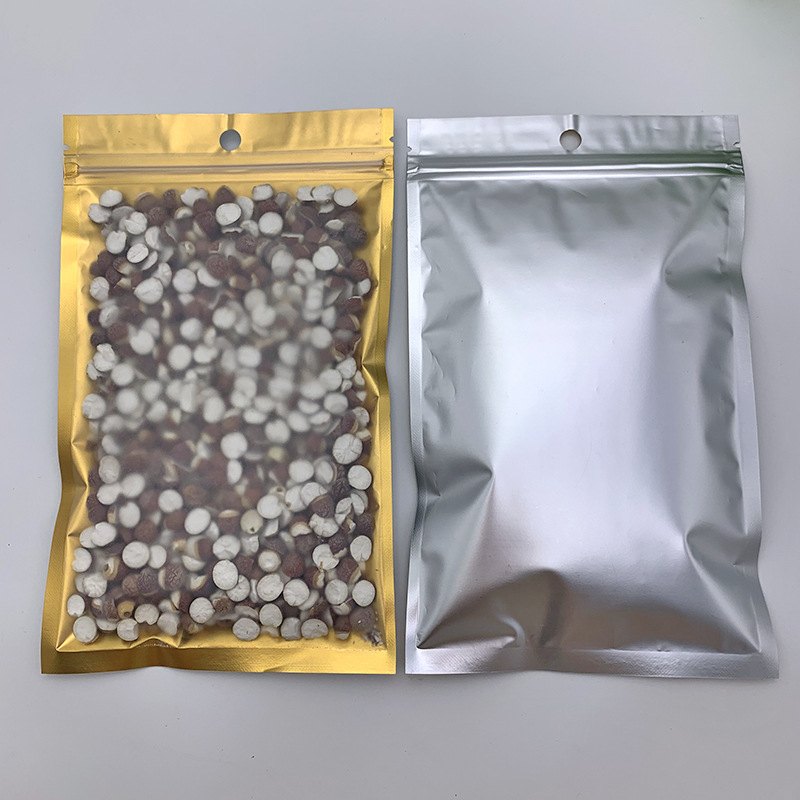 哑铝内金阴阳骨袋 金色铝箔自封袋 半透明拉链袋 休闲食品包装子