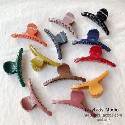 韩版实用简约大抓夹亮光彩色洗澡发抓韩国发饰女甜美百搭大夹子|ms