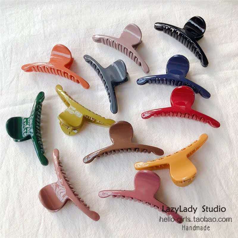 韩版实用简约大抓夹亮光彩色洗澡发抓韩国发饰女甜美百搭大夹子|ms