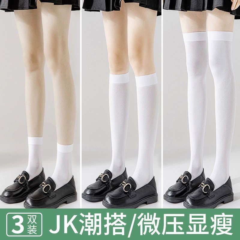 Summer high high boots, thin black tights, mid-length