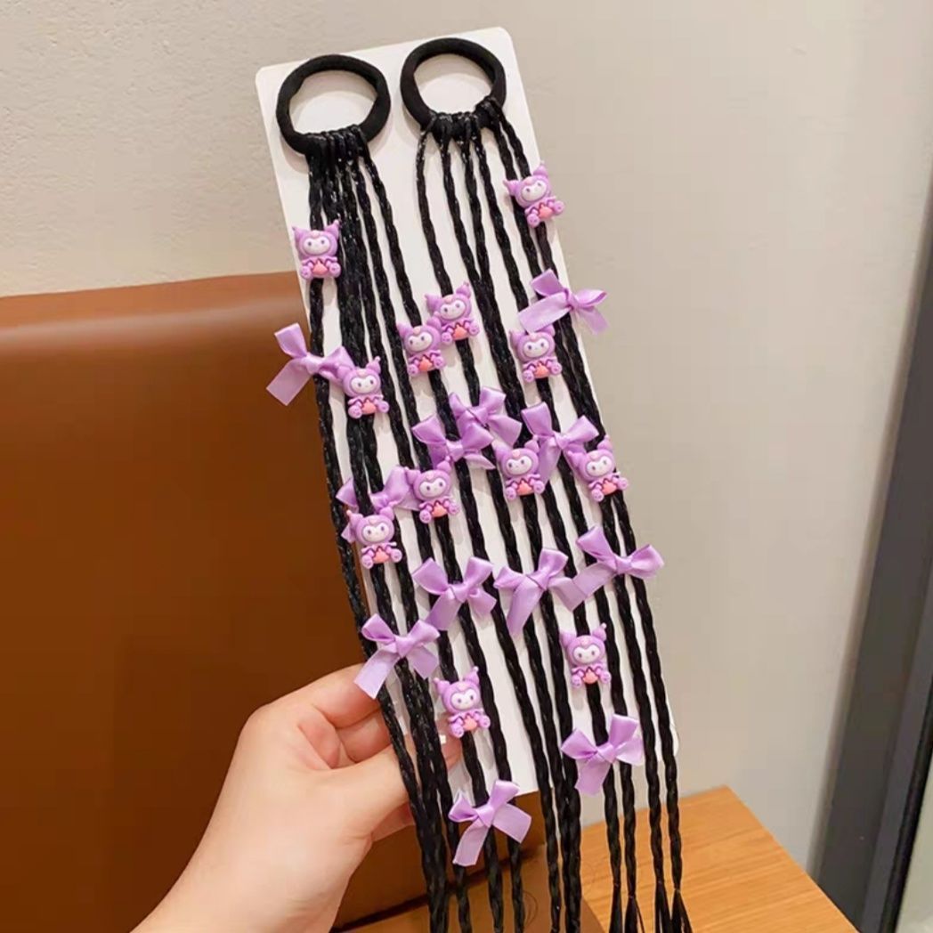 Princesa de nieve para niños peluca trenzada anillo de cabello de cola de caballo alta trenzada cabello de boxeo dulce y fresco trenzado