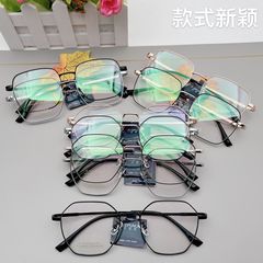 Shenzhen pure titanium glasses literary retro glasses frames Buick Zeiss optical myopia glasses frames half titanium factory wholesale