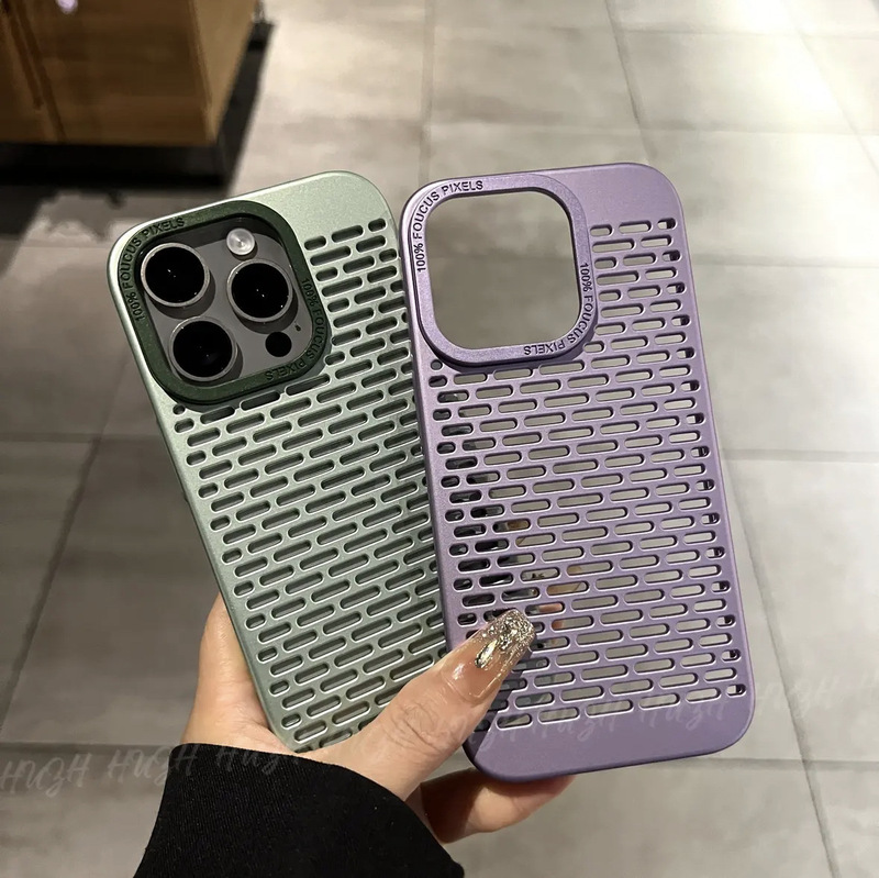 冷却性と通気性に優れた中空携帯電話ケース、iphone15promax apple 14に適したオールインクルーシブのシンプルな落下防止保護カバー|undefined