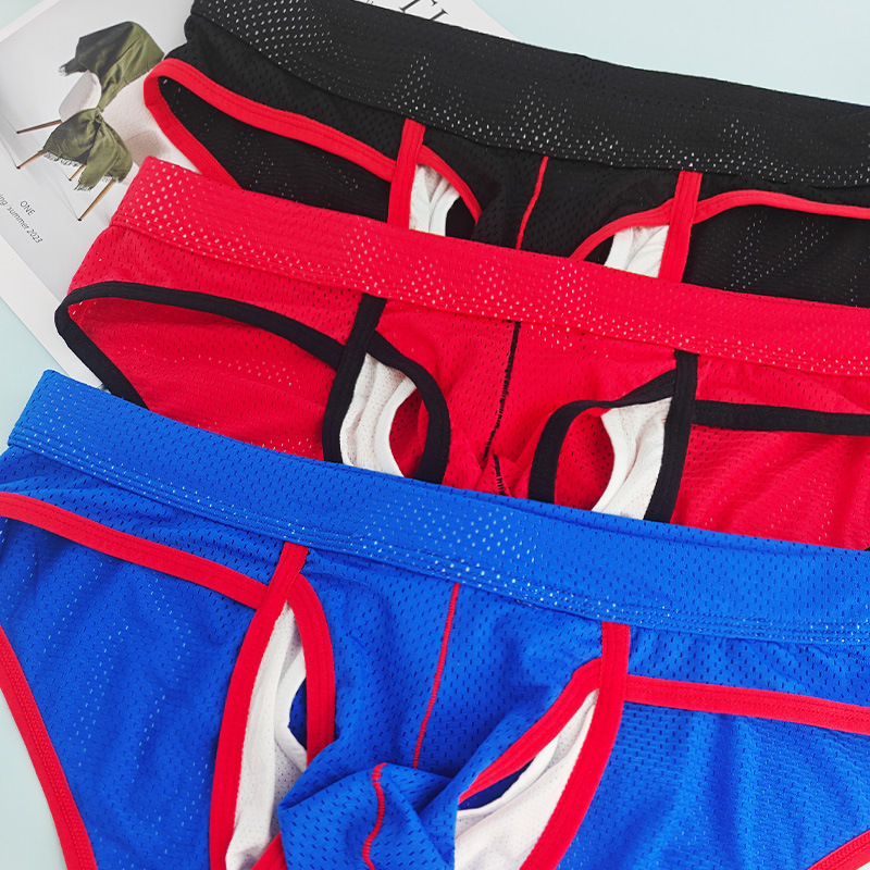 Calzoncillos de separación tipo bala para hombres de nuevo estilo, calzoncillos de bolsillo escrotal, pantalones cortos para niños delgados con apertura lateral transpirable, cabeza