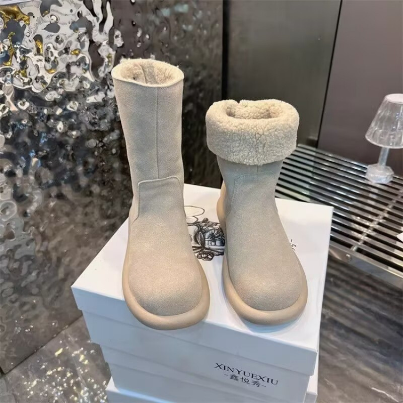 Universal casual keep warm low boots platform flat
