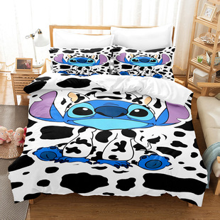 Cross-border Amazon bed three-piece stillson cross-border cartoon illustration foreign trade quilt cover 3d digital printing kit
