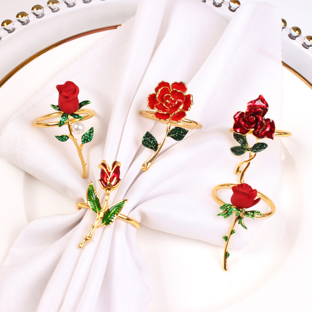 Elegant Flower Alloy Napkin Rings display picture 1