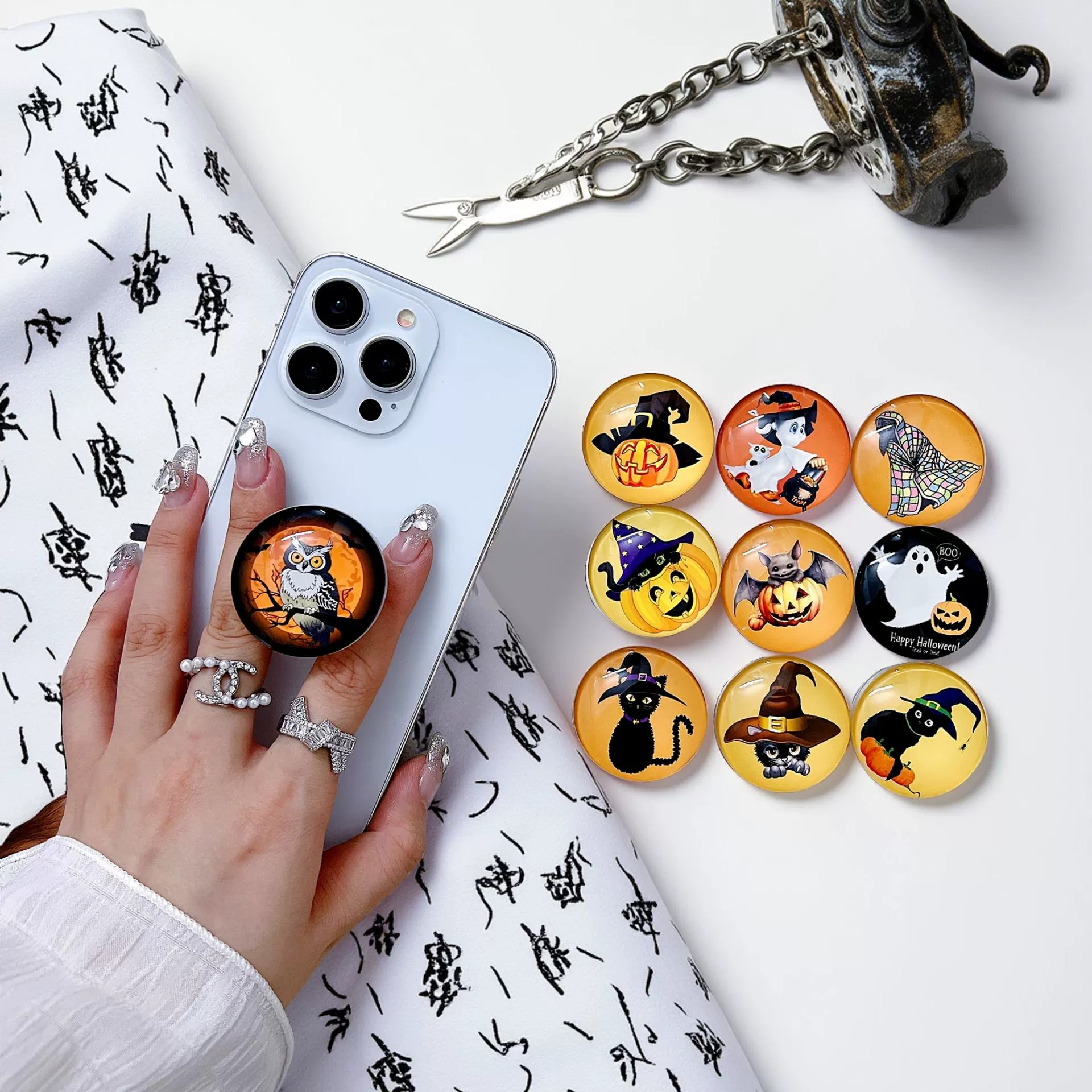 万圣节玻璃气囊手机支架适用苹果 三星桌面卡通伸缩粘贴支架 现货