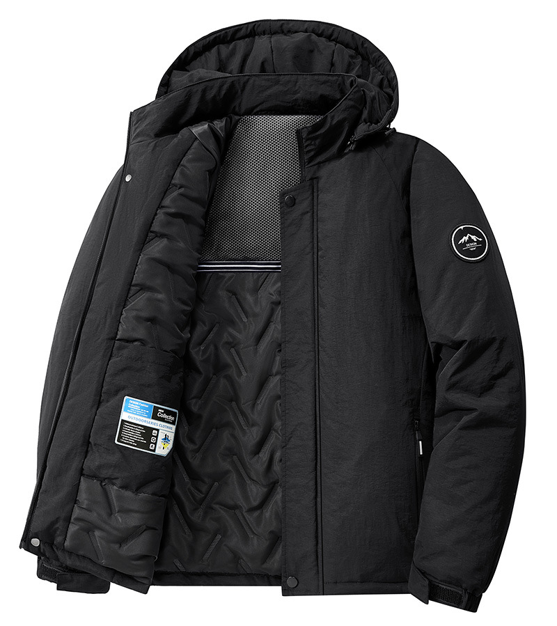 Autumn and Winter Men's Casual Graphene Heated Thermal Cotton Jacket, Outdoor Windproof and Waterproof, with Added Cotton and Thickened Padding