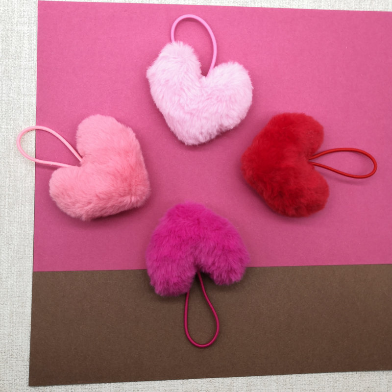 带皮筋毛绒小兔毛韩国桃心