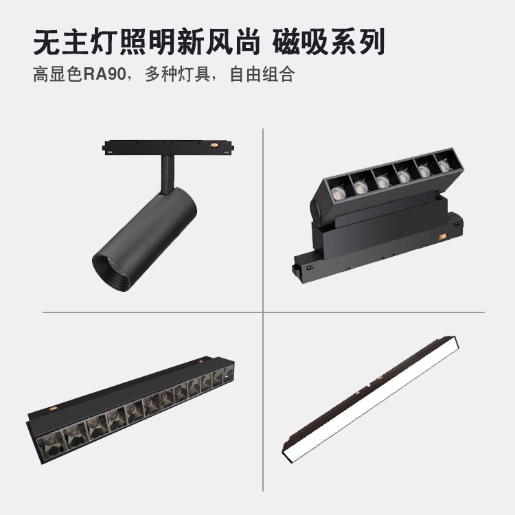 Lei Shi Lighting Magnetic Track Spotlight Embedded Floodlight Surface-Mounted Track Living Room Bedroom Dining Room Track Light without Fixture