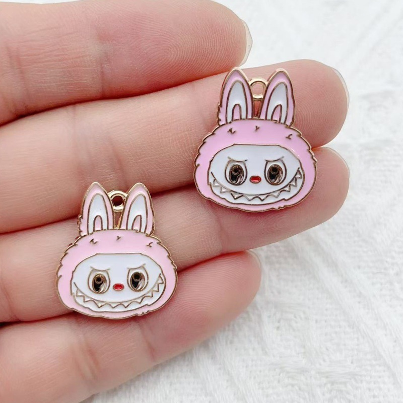 クリエイティブファッション漫画ラブブビッグヘッドアクセサリー DIY イヤリング携帯電話チェーンバッグペンダント材料卸売|undefined