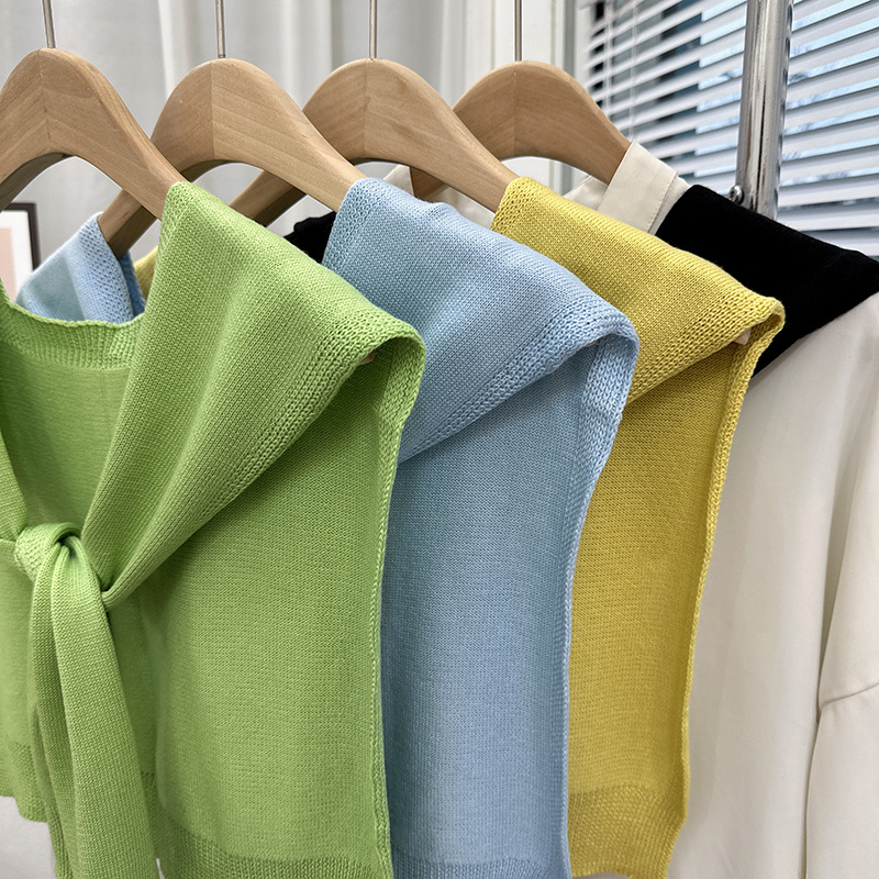 Nuevo estilo coreano Dongdamen sólido chale de punto para mujeres primavera y otoño con cardigans delgados de verano bufandas de nudos