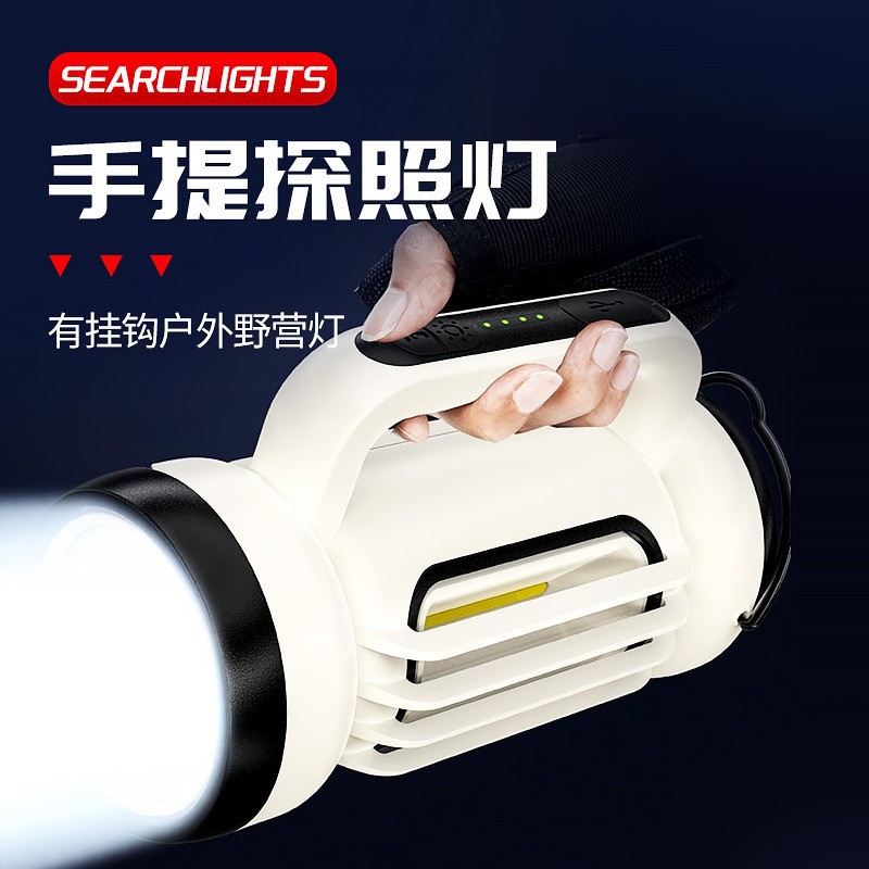Transfronteriza fuerte Luz Portátil lámpara TYPE-C recargable camping lámpara al aire libre pesca impermeable patrulla lámpara multifuncional reflector