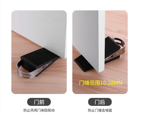 High-grade zinc alloy door stopper, anti-collision device, mobile door stopper, door top, windproof rubber door stopper, door stop limiter