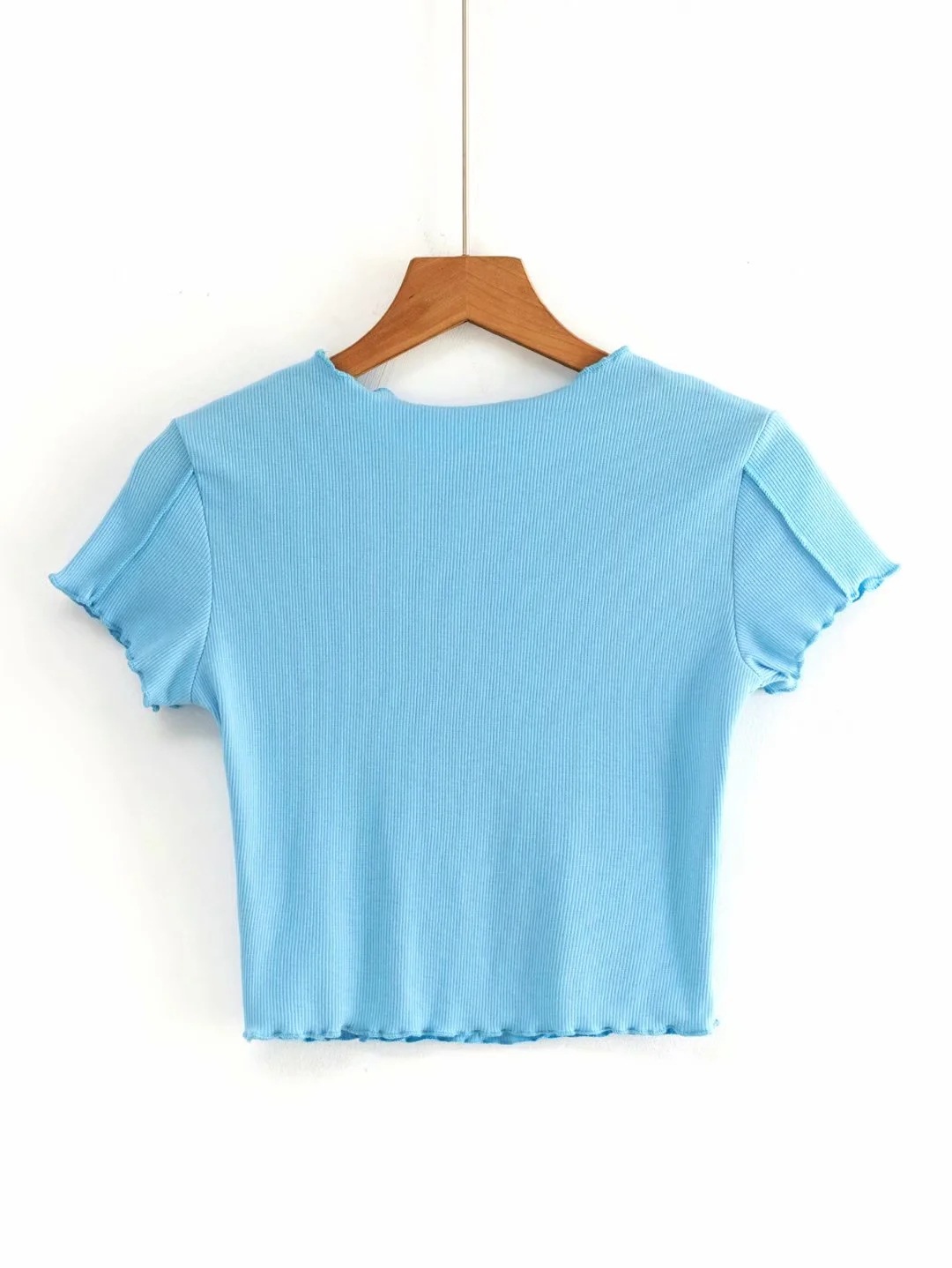 short-sleeved round neck short T-shirt NSHS43094