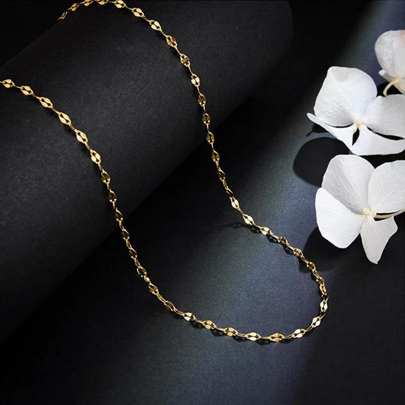 14g Weight Necklace Classification 1 Piece Quantity Daily Occasion Titanium Steel Material Geometric Pattern Women'S Gender Chain Design Simple Style Style Simple Style Geometric Titanium Steel Chain Necklace 4