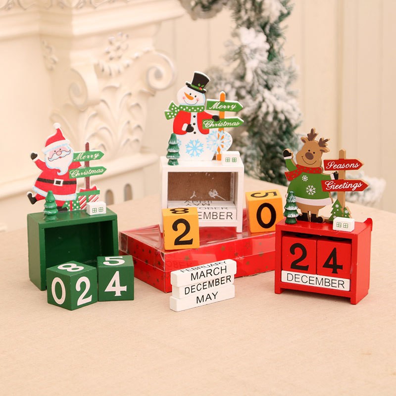 Christmas decoration, wooden office desk calendar display, cartoon elderly reindeer stand, creative children's gift