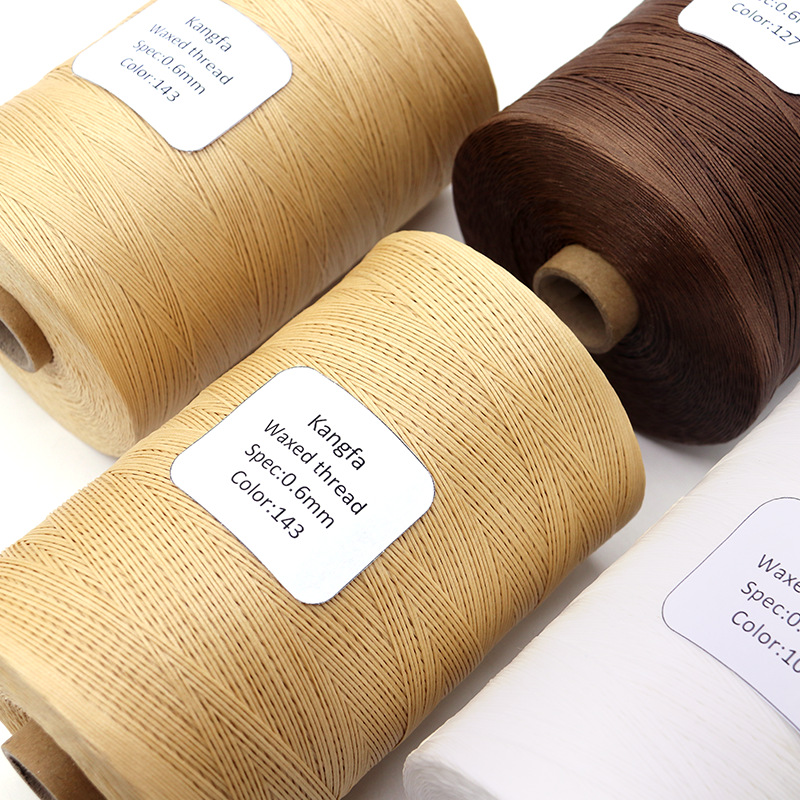 0.6mm large roll flat wax thread, 1kg hand-stitched leather South American wax polyester shoe thread, 210d colored wax thread