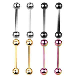 16/19mm stainless steel tongue nail double-headed ball dumbbell nail ear bone nail European and American foreign trade body piercing jewelry