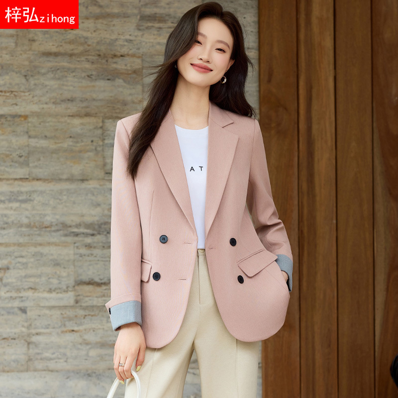 Pink Blazer for Women 2025 New Style Splicing Accessible Luxury Big Size Loose Elegant Elegant Small Suit Pink Blazer for Women 2025 New Style Splicing Accessible Luxury Big Size Loose Elegant Elegant Small Suit