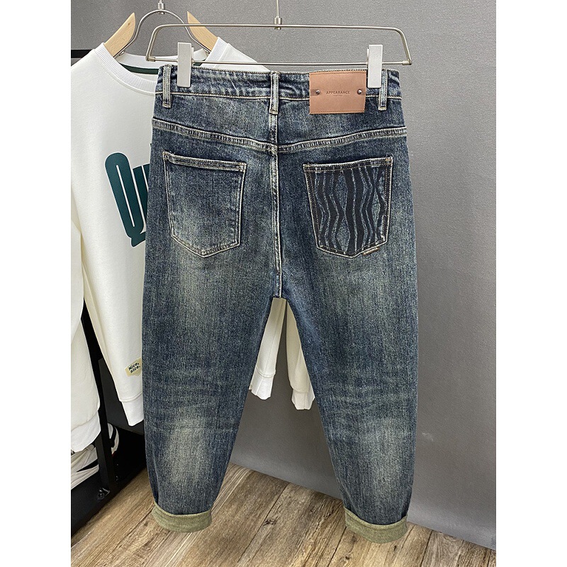 Slightly Loose-Fitting Skinny Jeans for Men 2025 Autum New Fashion Brand American Retro Tapered Pants Stretch Slim Pants