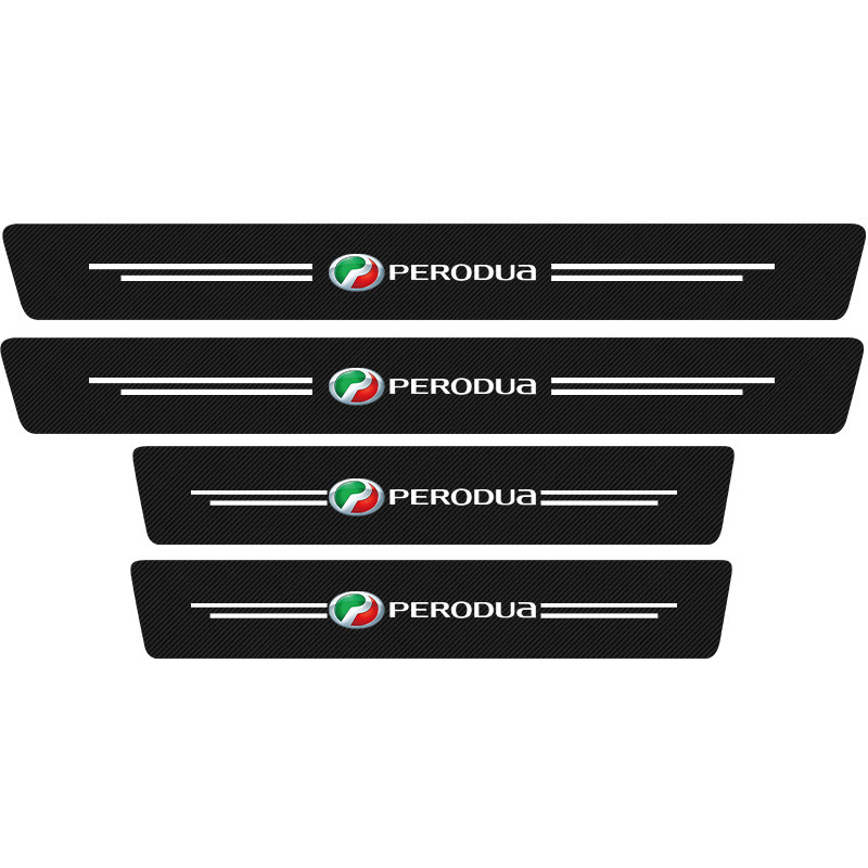 Tira de alféizar de la puerta del coche North Deer galopante logotipo del coche patrón de fibra de carbono pedal de bienvenida de cuero a prueba de arañazos anti-pisada pegatinas decorativas