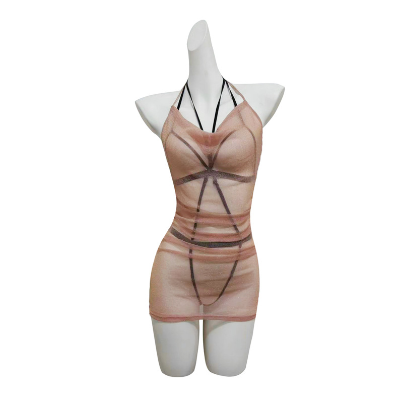 Churui Sexy Lingerie Plus Size Sexy Maid Hip-Hugging Bundled Bright Gauze Dress Pure Desire See-Through Mesh Skirt Without Taking Off
