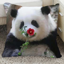 和花大熊猫抱枕图片动漫二次元制作可diy抱枕头靠垫