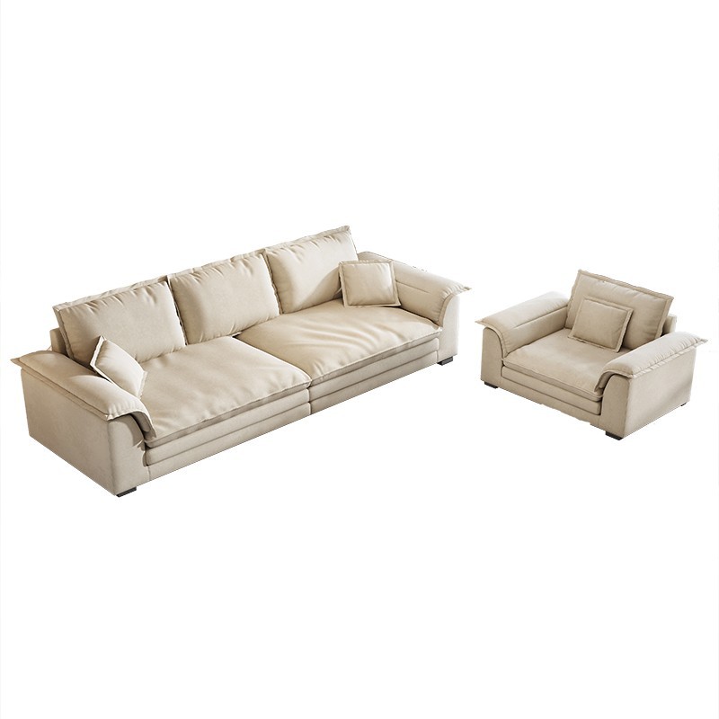 Fábrica gran velero sala de estar sofá súper profundo sentado amplia fila recta estilo crema minimalista italiano gato cero tecnología paño rojo neto