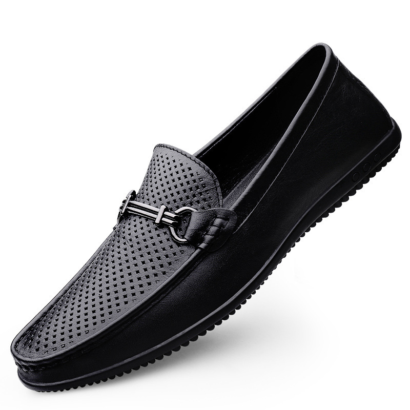 Transmisión en vivo de los zapatos Bean para hombres de cuero transfronterizo de alta calidad zapatos casuales comerciales para hombres huecos transpirables zapatos Bean