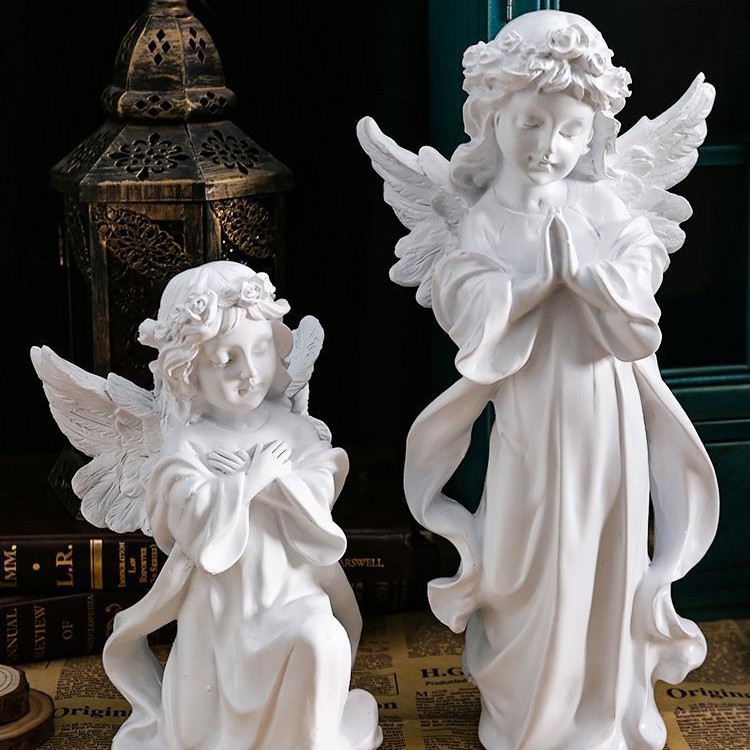 Ángel retro europeo adornos estatuas de yeso de resina americana escultura accesorios de decoración de escritorio de chicas