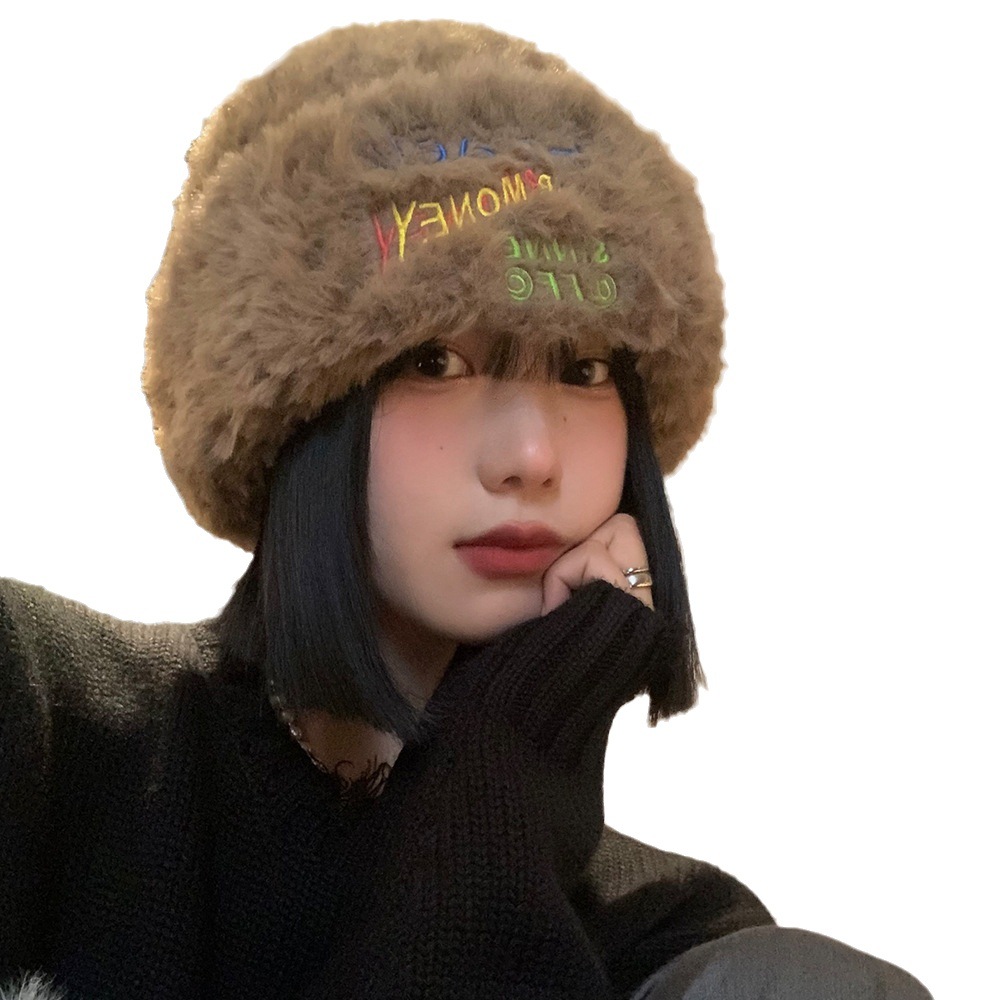 Fury Strick für Damen im Herbst-Winter mit verdicktem, warmem Stirnband, koreanische Version mit Gesicht und kleiner Mütze Tide_voghion.com